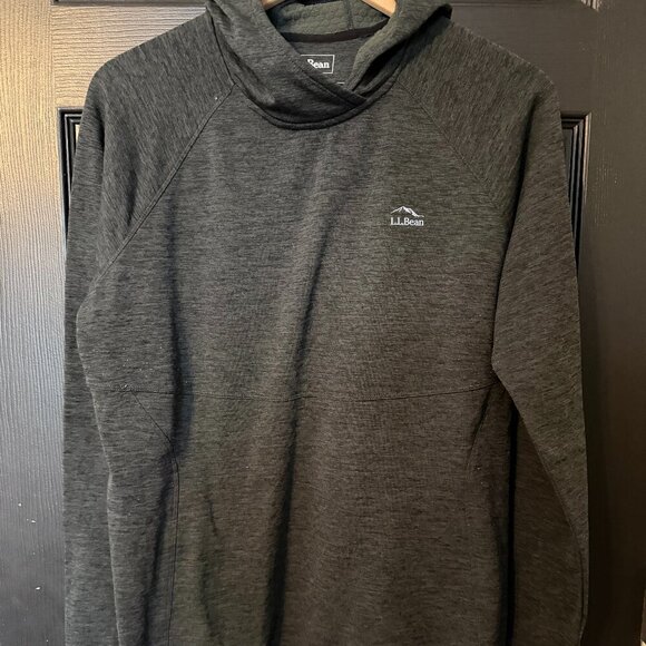 L.L. Bean Tops - Womens LL Bean Slightly Fitted Light Weight Hoodie Dark Gray White Large Regular